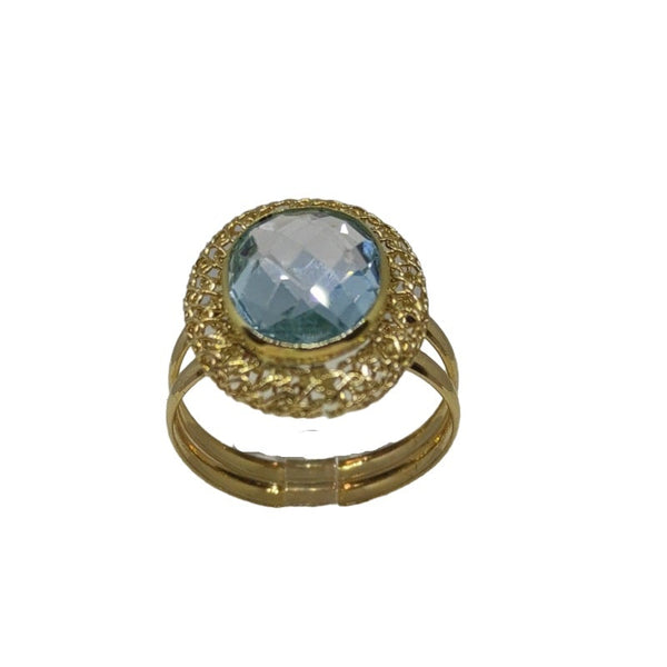 Anello donna oro 18 kt pietra topazio azzurro 3 gr | Gioiellitosti.it